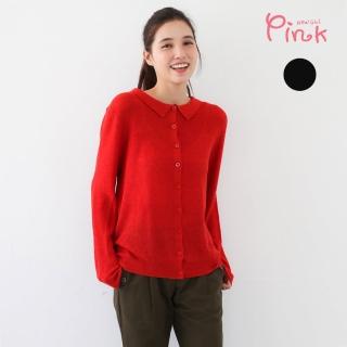 【PINK NEW GIRL】純色小翻領針織排釦長袖毛衣 J2402AD(2色)