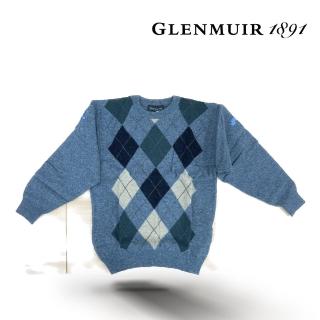 【Glenmuir】灰藍格領毛衣(針織衫 毛衣 長袖毛衣 線衫)