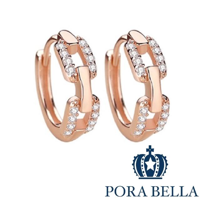 【Porabella】925純銀鋯石耳環 小眾設計款幾何豬鼻子耳扣 玫瑰金銀色穿洞式耳環 Earrings