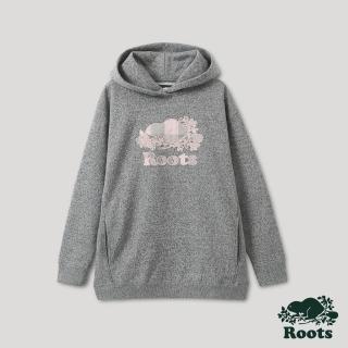 【Roots】Roots 女裝-格紋風潮系列 格紋海狸男友版連帽上衣(灰色)