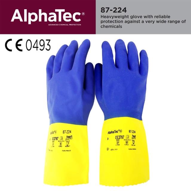 【AlphaTec】舒適抗滑絨裡清潔手套 B-2245(工業手套 化學手套 家事手套 耐磨手套 洗碗手套)