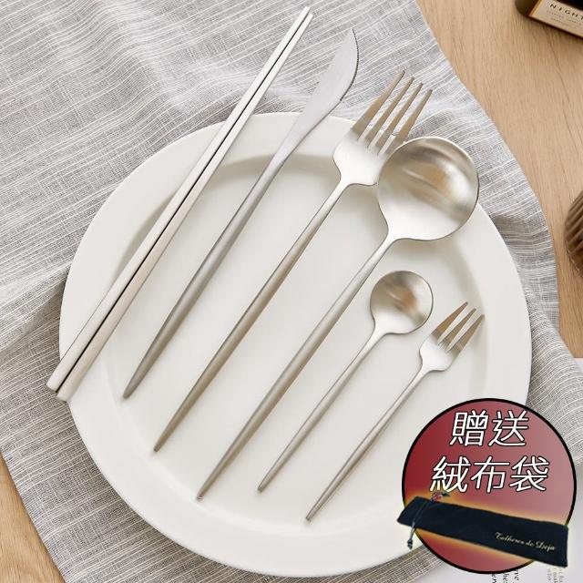 【邸家 DEJA】歐風六件套餐具組-純銀(餐刀、餐叉、餐勺、筷子、茶勺、茶叉)