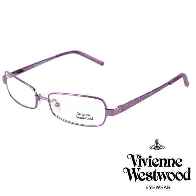 【Vivienne Westwood】經典水鑽格菱紋光學眼鏡(紫 VW093_02)
