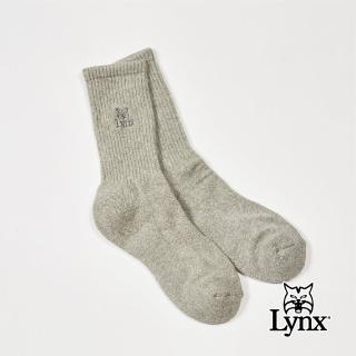 【Lynx Golf】男款Lyn山貓Logo精美繡花中筒襪三入組(灰色)