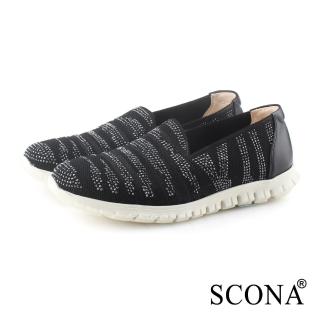 【SCONA 蘇格南】輕量亮鑽舒適休閒鞋(黑色 7377-1)