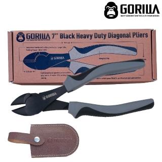 【GORILLA 紳士質人手工具】7吋極黑省力重力斜口鉗(內附真牛皮鉗套)