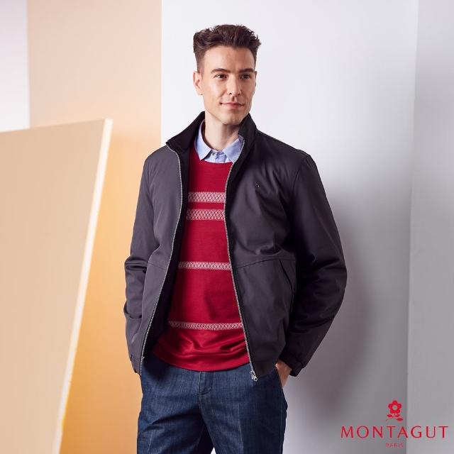 【MONTAGUT 夢特嬌】素色立領防風保暖機能鋪棉外套(W25010-85黑)