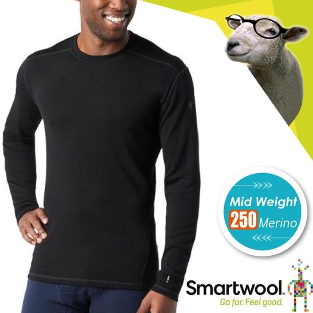 【SmartWool】男款 Mens NTS Mid 250 100%美麗諾羊毛 保暖圓領長袖上衣(SW016350-001 黑色)