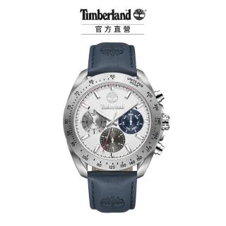 【Timberland】手錶 男款 CARRIGAN系列 探索者腕錶 皮帶-白/深藍44mm(TDWGF0009802)