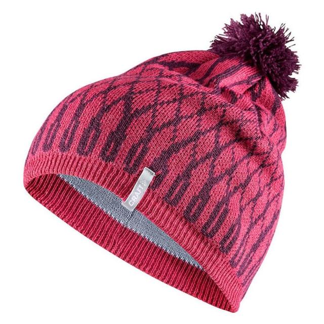 【CRAFT】Snowflake Hat 雪花帽.彈性透氣保暖針織羊毛帽(1905530-720785 桃紅)