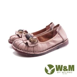 【W&M】女 麻繩扭結柔軟Q彈底娃娃鞋 女鞋(粉紅色)