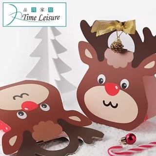 【Time Leisure】聖誕包裝盒/棕色麋鹿禮物烘焙盒/5入組