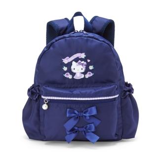 【小禮堂】Hello Kitty 兒童尼龍氣墊後背包 S - 藍蝴蝶結款(平輸品)