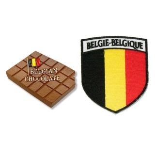 【A-ONE 匯旺】比利時巧克力留言板磁力貼+比利時盾牌袖標2件組特色3D磁鐵(C23+2)