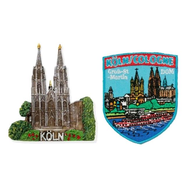 【A-ONE 匯旺】德國科隆外國地標磁鐵+科隆刺繡2件組彩色磁鐵 冰箱磁鐵(C113+47)