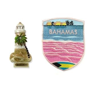 【A-ONE 匯旺】巴哈馬海豚電箱裝飾+巴哈馬粉紅海灘外套貼布2件組磁鐵冰箱貼(C142+290)