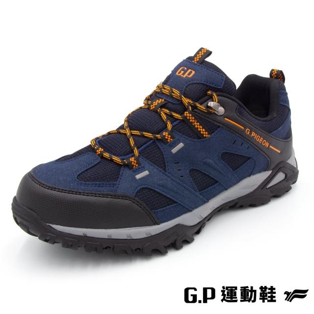 【G.P】男款絨面低筒防水登山休閒鞋-P8872M-20藍橘色(SIZE:39-44 共二色)