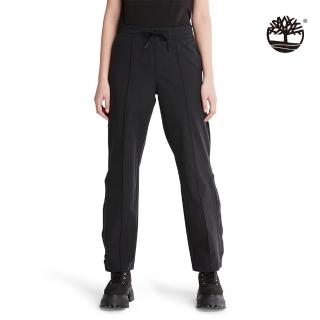 【Timberland】女款黑色抽繩排扣寬鬆長褲(A5ZCN001)