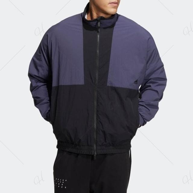 【adidas 愛迪達】外套 男款 運動外套 保暖 黑紫 HM2694