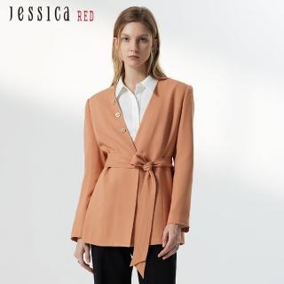 【Jessica Red】氣質修身幹練醋纖V領西裝外套824104（橘色）