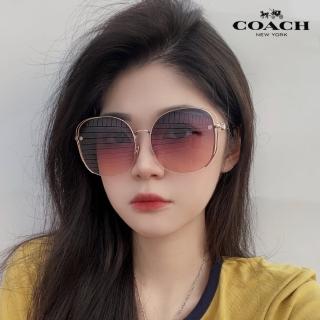 【COACH】時尚大鏡面太陽眼鏡 典雅單鑽設計 HC7145BD 93310J 金棕框漸層鏡片 公司貨