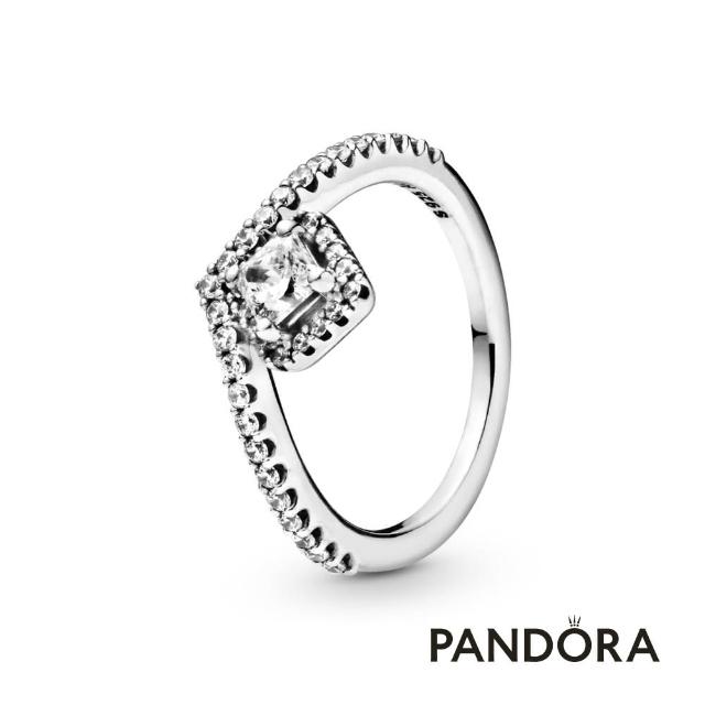 【Pandora官方直營】方形寶石許願骨戒指-絕版品