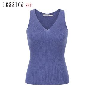 【Jessica Red】經典百搭羊絨混紡V領針織背心824158（紫）