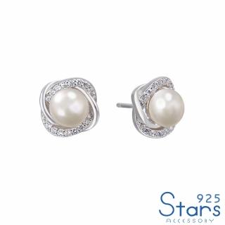 【925 STARS】純銀925潤澤淡水珍珠經典耳環(純銀925耳環 珍珠耳環)