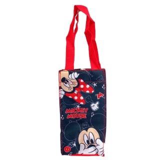 【小禮堂】Disney 迪士尼 米奇 米妮 方形保冷水壺袋 - 黑探頭(平輸品)