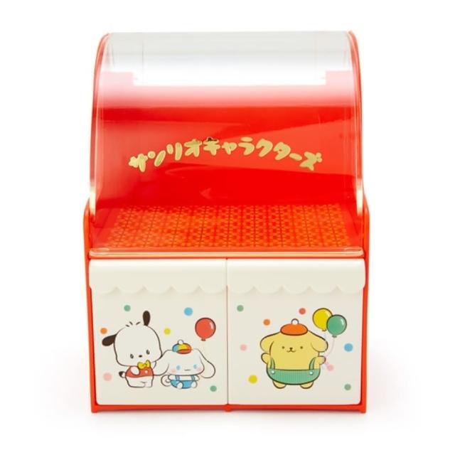 【小禮堂】Sanrio大集合 透明棚蓋收納盒 紅 - 光陰的故事(平輸品)