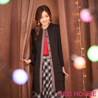 【RED HOUSE 蕾赫斯】設計感層次長版外套(黑色)