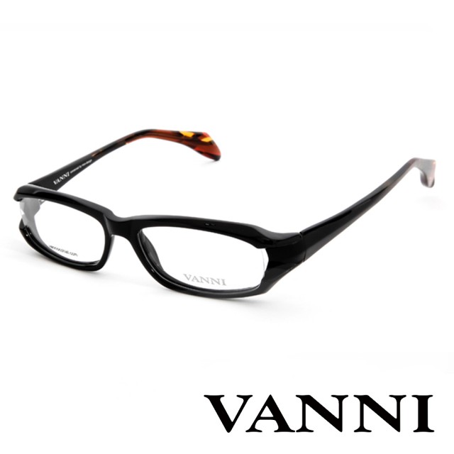 【VANNI】時尚花紋鏡腳造型平光眼鏡(V2502A201-黑)
