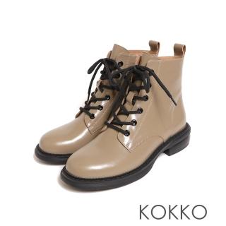 【KOKKO 集團】經典綁帶拉鍊雙設計馬汀靴(奶茶色)