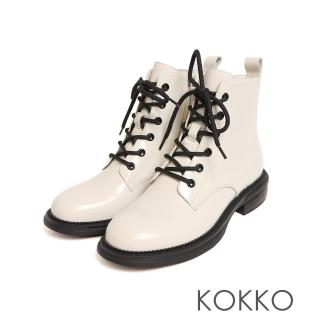 【KOKKO 集團】經典綁帶拉鍊雙設計馬汀靴(白色)
