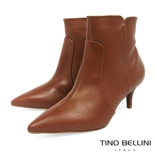 【TINO BELLINI 貝里尼】巴西進口摩登女郎尖楦高跟短靴FWOT013(棕)