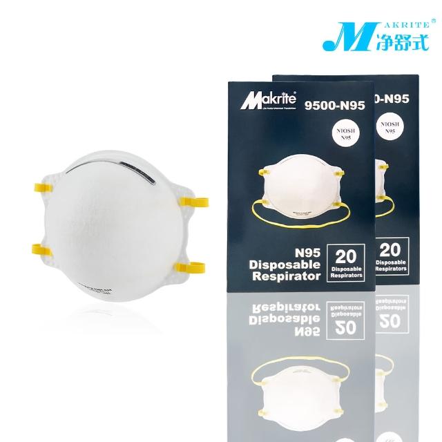 【Makrite凈舒式】9500-N95專業防護口罩2盒｜20片/盒｜頭戴式(N95、NIOSH)