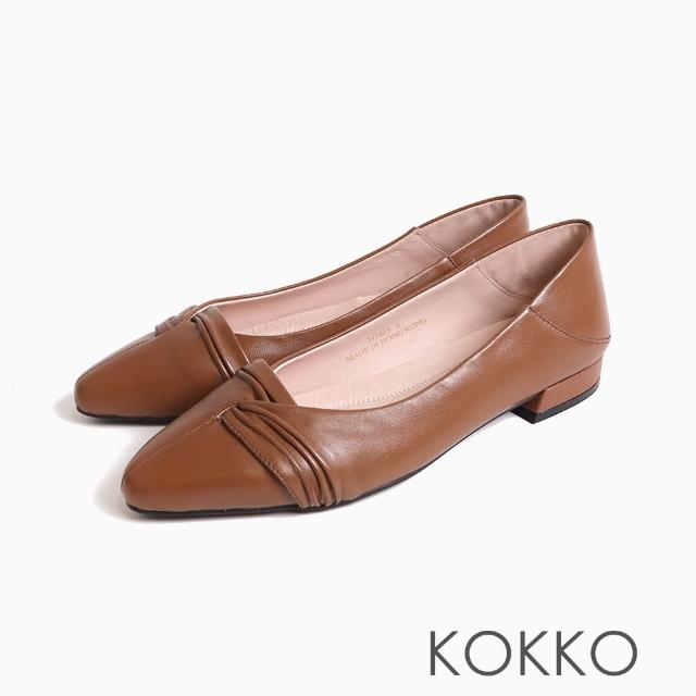 【KOKKO 集團】優雅扭結尖頭包鞋(棕色)