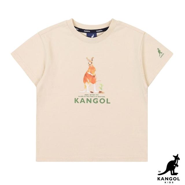【KANGOL】韓國-KIDS 園丁袋鼠短袖T恤- 米色(W22SM018BG)