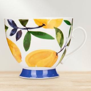【KitchenCraft】高腳骨瓷馬克杯 檸檬400ml(水杯 茶杯 咖啡杯)