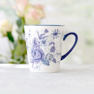 【LondonPottery】BlueRose陶製馬克杯 300ml(水杯 茶杯 咖啡杯)