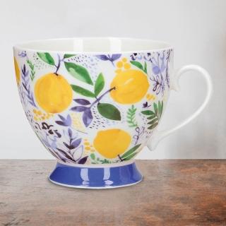 【KitchenCraft】高腳骨瓷馬克杯 檸檬園400ml(水杯 茶杯 咖啡杯)