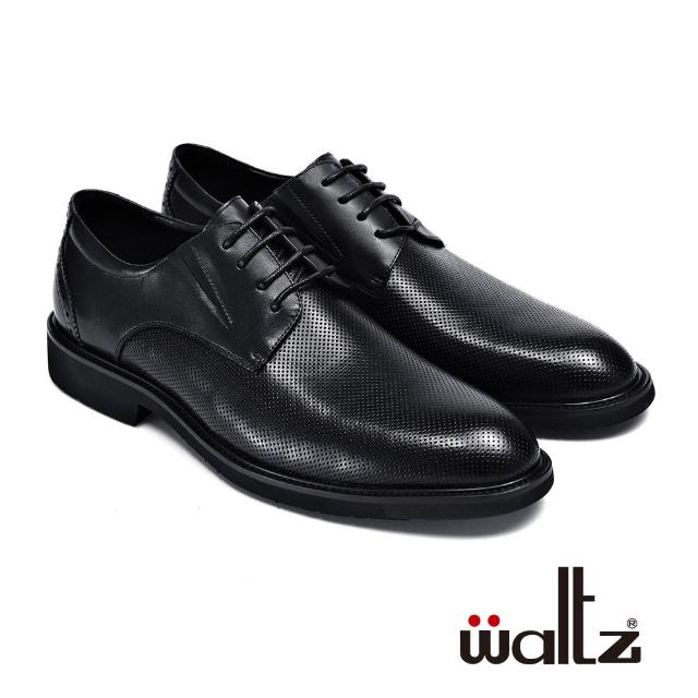 【Waltz】職人時尚 經典小圓點 側V綁帶 紳士鞋皮鞋(612111-02 華爾滋皮鞋)