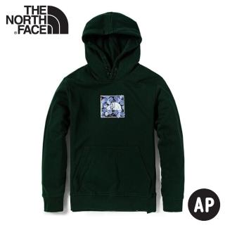 【The North Face】男 LOGO 連帽T恤《深綠》4NF8/連帽上衣/休閒長袖(悠遊山水)
