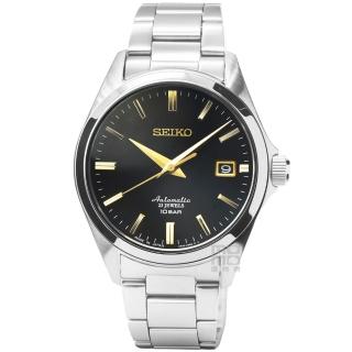 【SEIKO 精工】精工DRESS LINE 機械鋼帶腕錶-黑面金刻度(SZSB014 日本版)