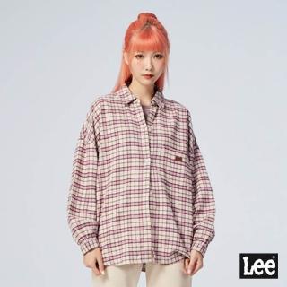 【Lee 官方旗艦】女裝 長袖襯衫 / 寬版細格紋 奶油棕 季節性版型(LL22037197W)