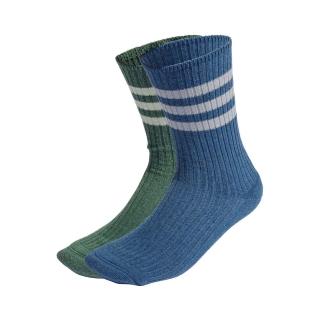 【adidas 愛迪達】男中筒襪-兩雙入-兩色 襪子 長襪 訓練 運動 愛迪達 藍綠(HN9492)