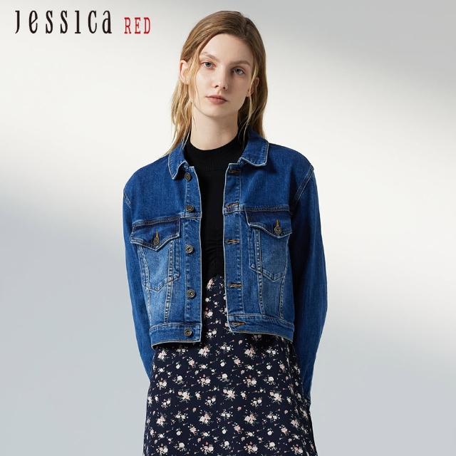 【Jessica Red】經典百搭修身口袋短版牛仔外套824201