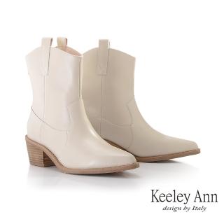 【Keeley Ann】木紋跟西部短靴(米白色277137432-Ann系列)