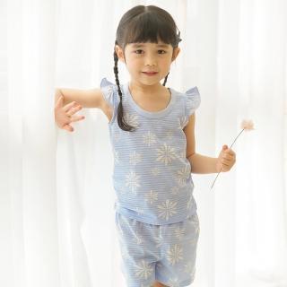 【Puco】正韓超優質嬰幼兒/兒童短袖100% 有機棉家居服/睡衣/家居套裝組_粉藍冰晶(PCS21-009)