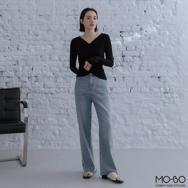 【MO-BO】獨具質感交叉領上衣(上衣)